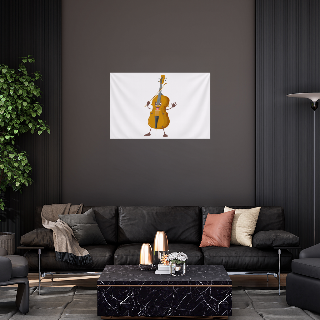 Happy Cello Character Art Design Wall Tapestry