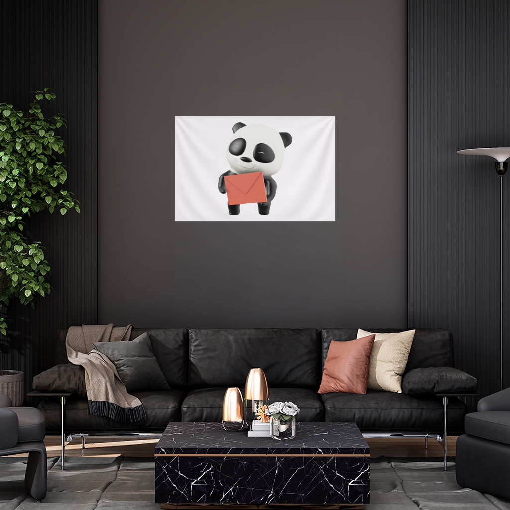 Kırmızı Zarflı Mutlu Panda Karakteri Duvar Örtüsü