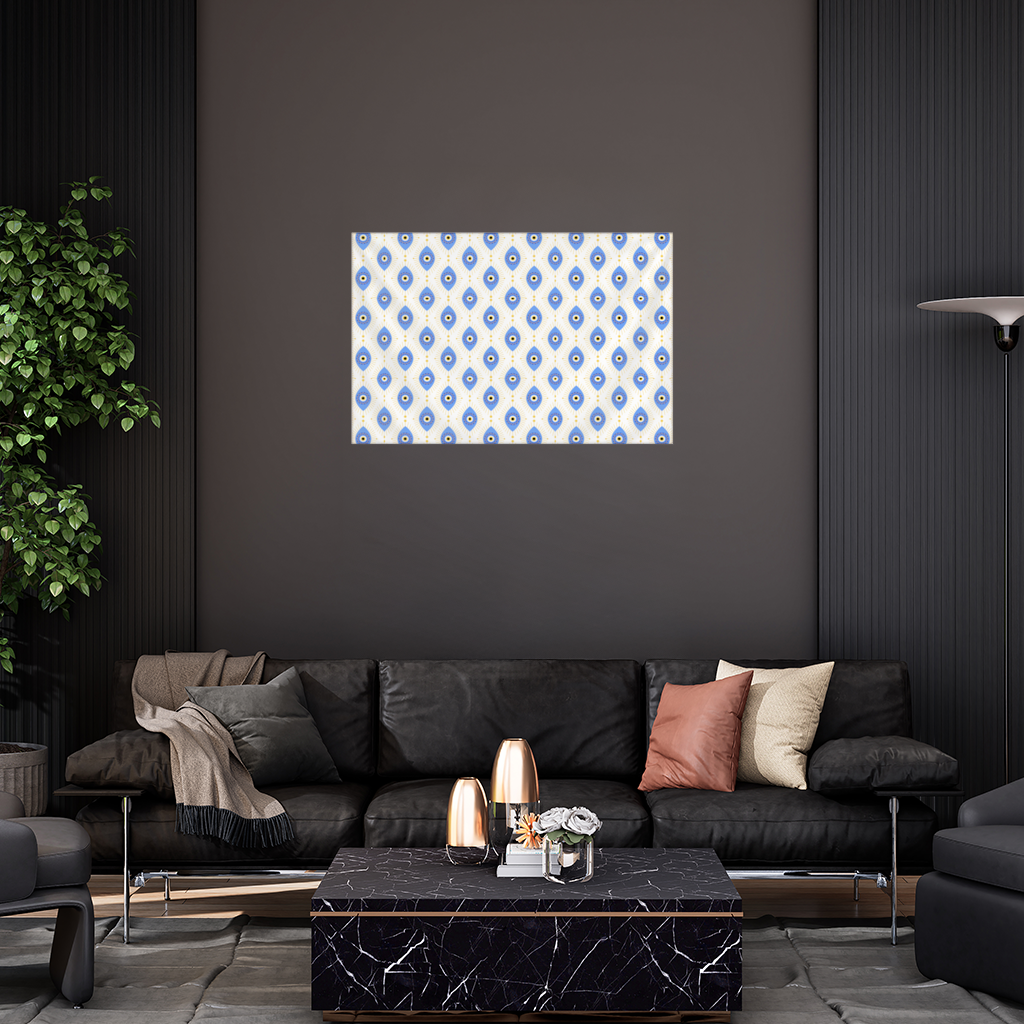 Modern Evil Eye Pattern with Sunburst Rays Wall Tapestry