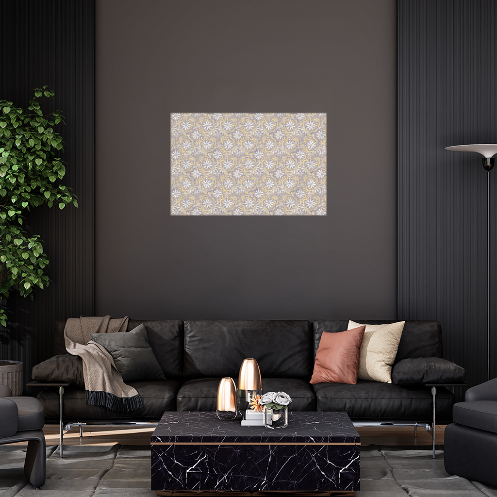 Retro Floral Doodle and Mandala Pattern Wall Tapestry