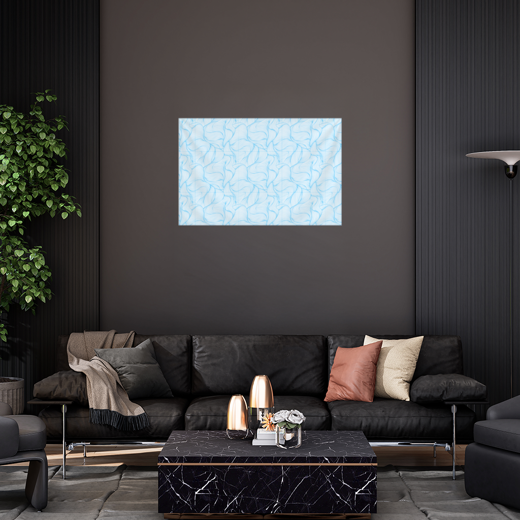 Blue Wavy Linear Abstract Pattern Wall Tapestry