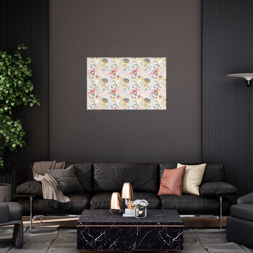 Folk Art Floral and Butterfly Pattern Wall Tapestry
