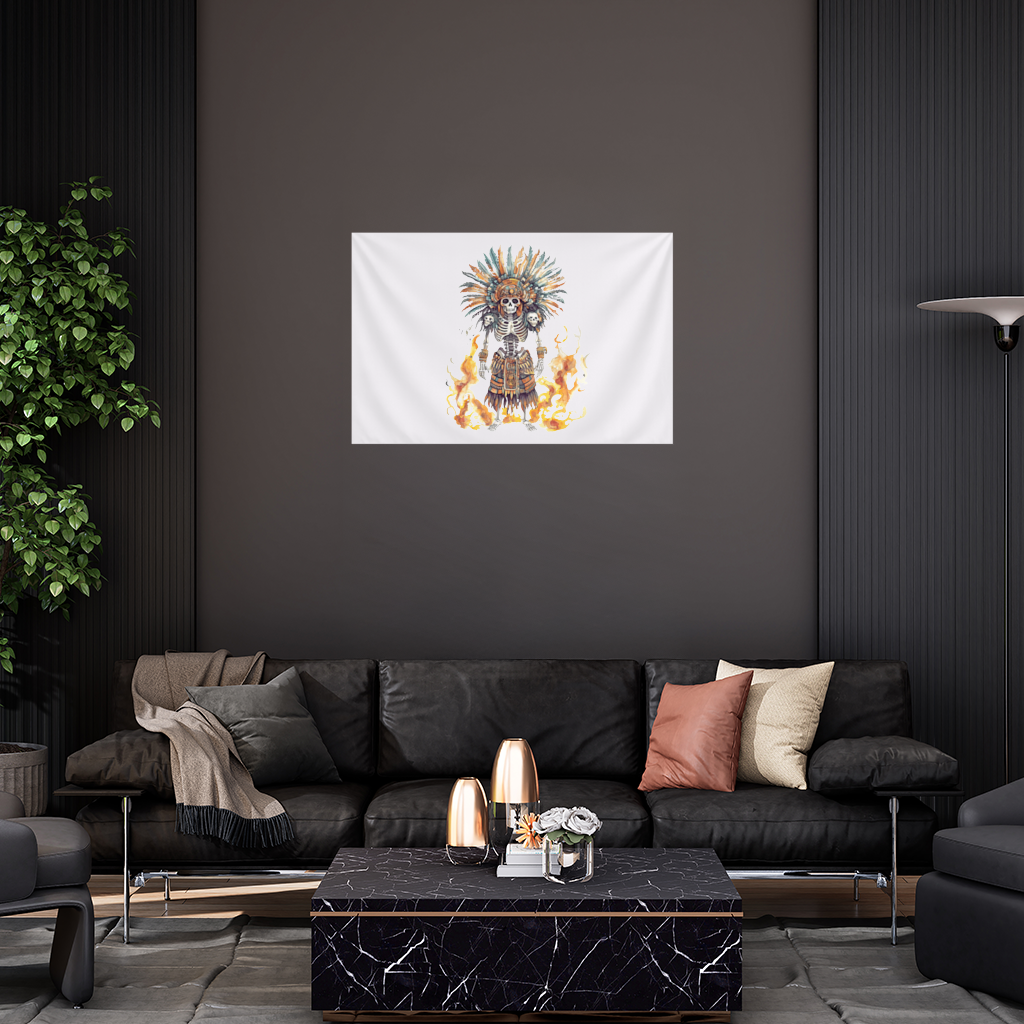 Aztec Skeleton Warrior Wall Tapestry