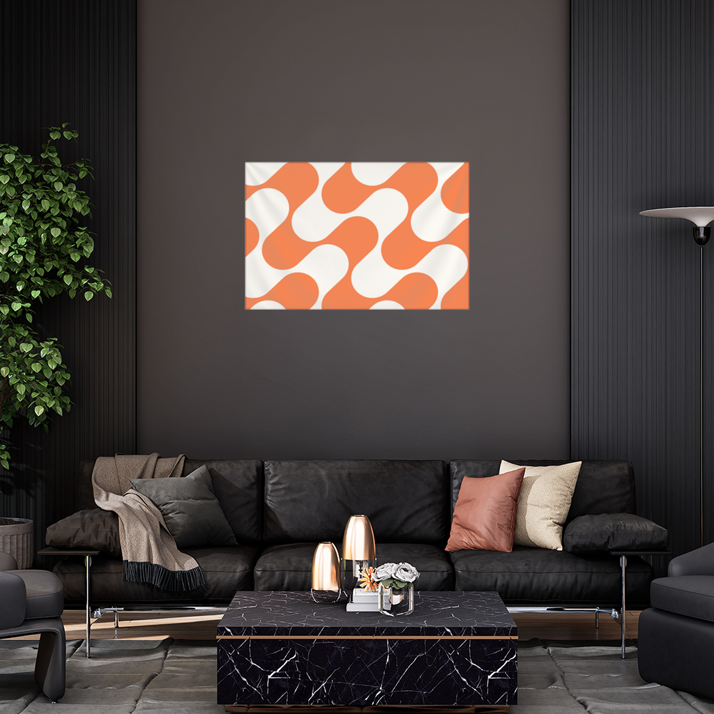 Retro 70s Orange Cream Groovy Curves Wall Tapestry
