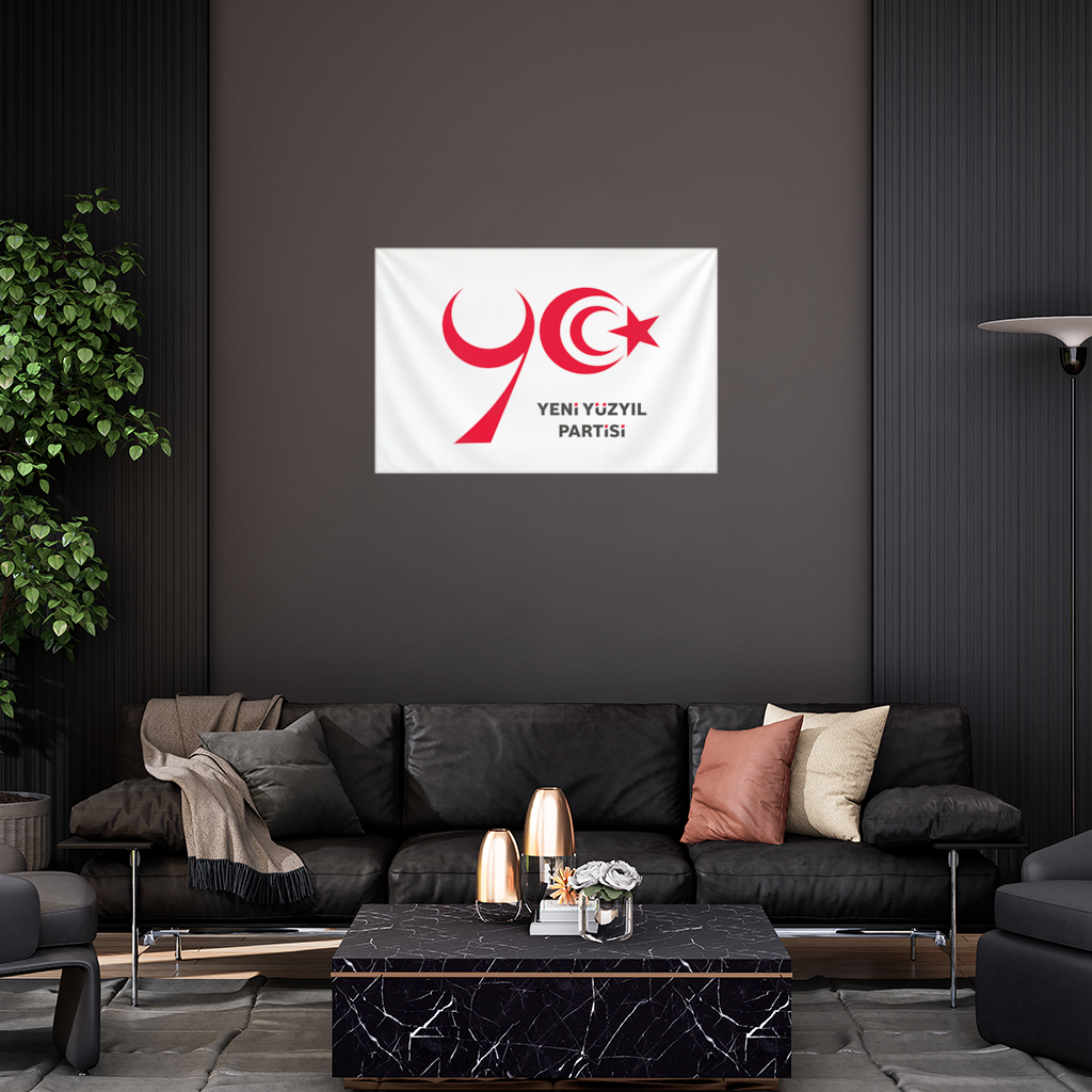 Beyaz Zemin Üzerinde Yeni Yüzyıl Partisi Logosu Duvar Örtüsü