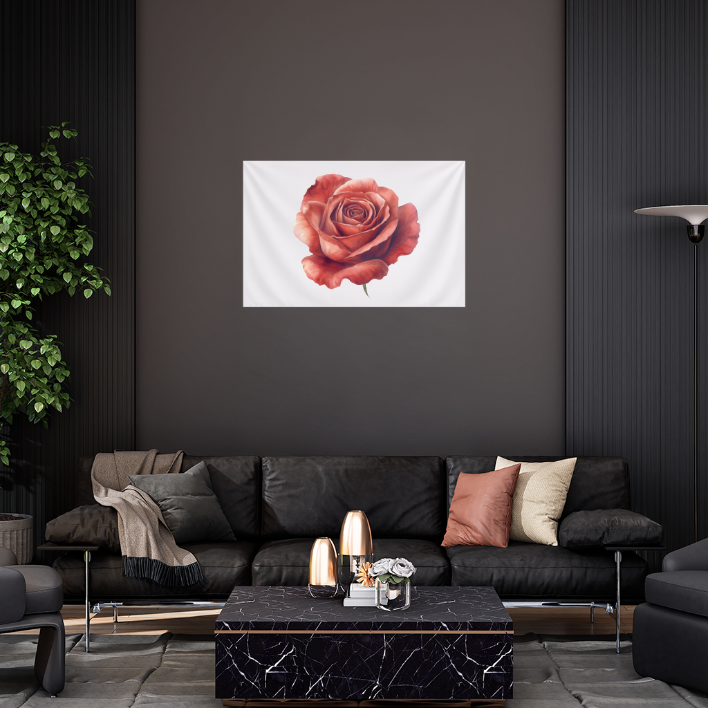 Crimson Red Rose Wall Tapestry