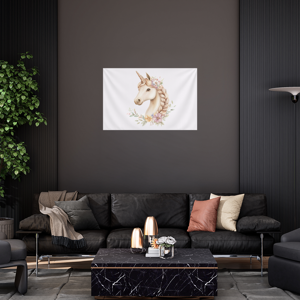 Cottagecore Floral Unicorn Wall Tapestry