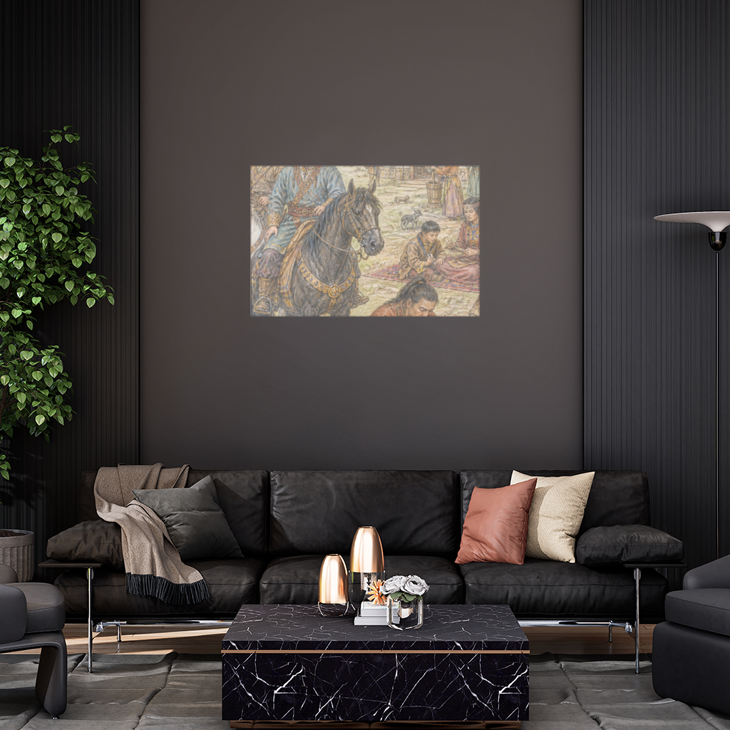 Blacksmiths of the Steppe Ancient Nomadic Camp Art Wall Tapestry