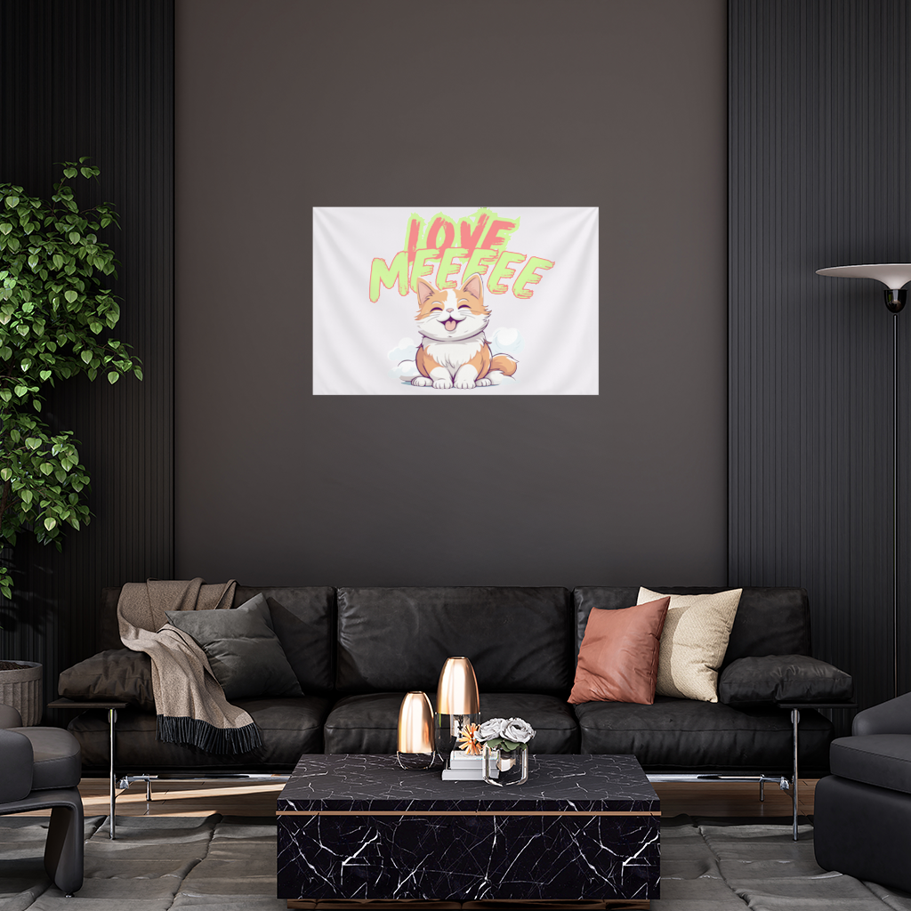 Cute Orange Cat Love Me Wall Tapestry