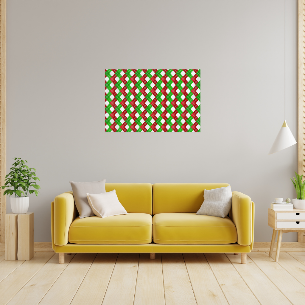 Red Green Argyle Plaid Background Pattern Wall Tapestry