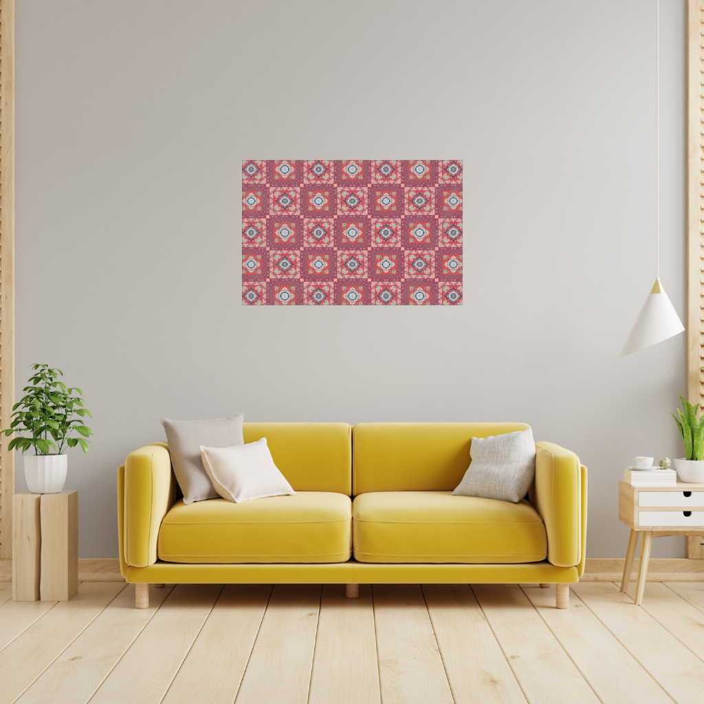 Traditional Kilim Inspired Red Ethnic Geometric Pattern Wall Tapestry