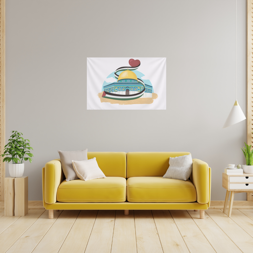 Kubbet-üs Sahra with the Palestinian flag and a heart Wall Tapestry