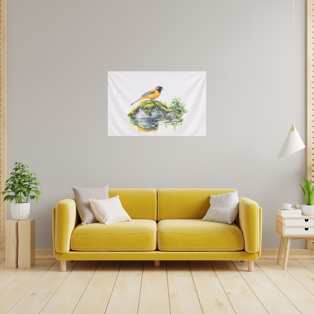 Orange Baltimore Oriole Bird Wall Tapestry