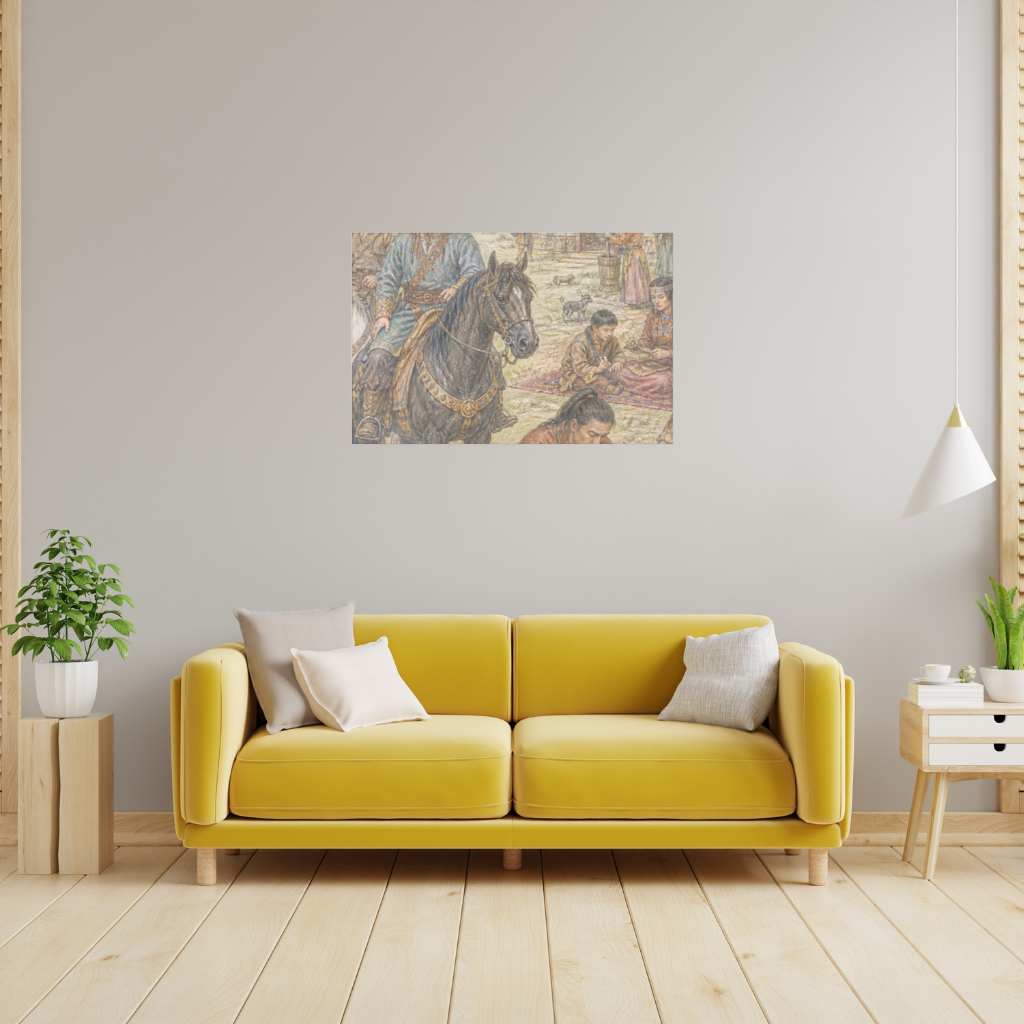Blacksmiths of the Steppe Ancient Nomadic Camp Art Wall Tapestry