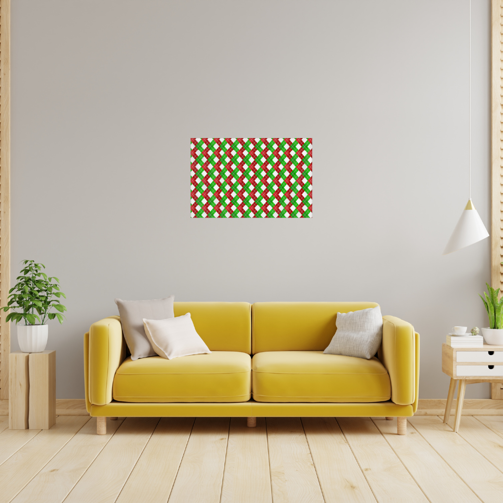 Red Green Argyle Plaid Background Pattern Wall Tapestry