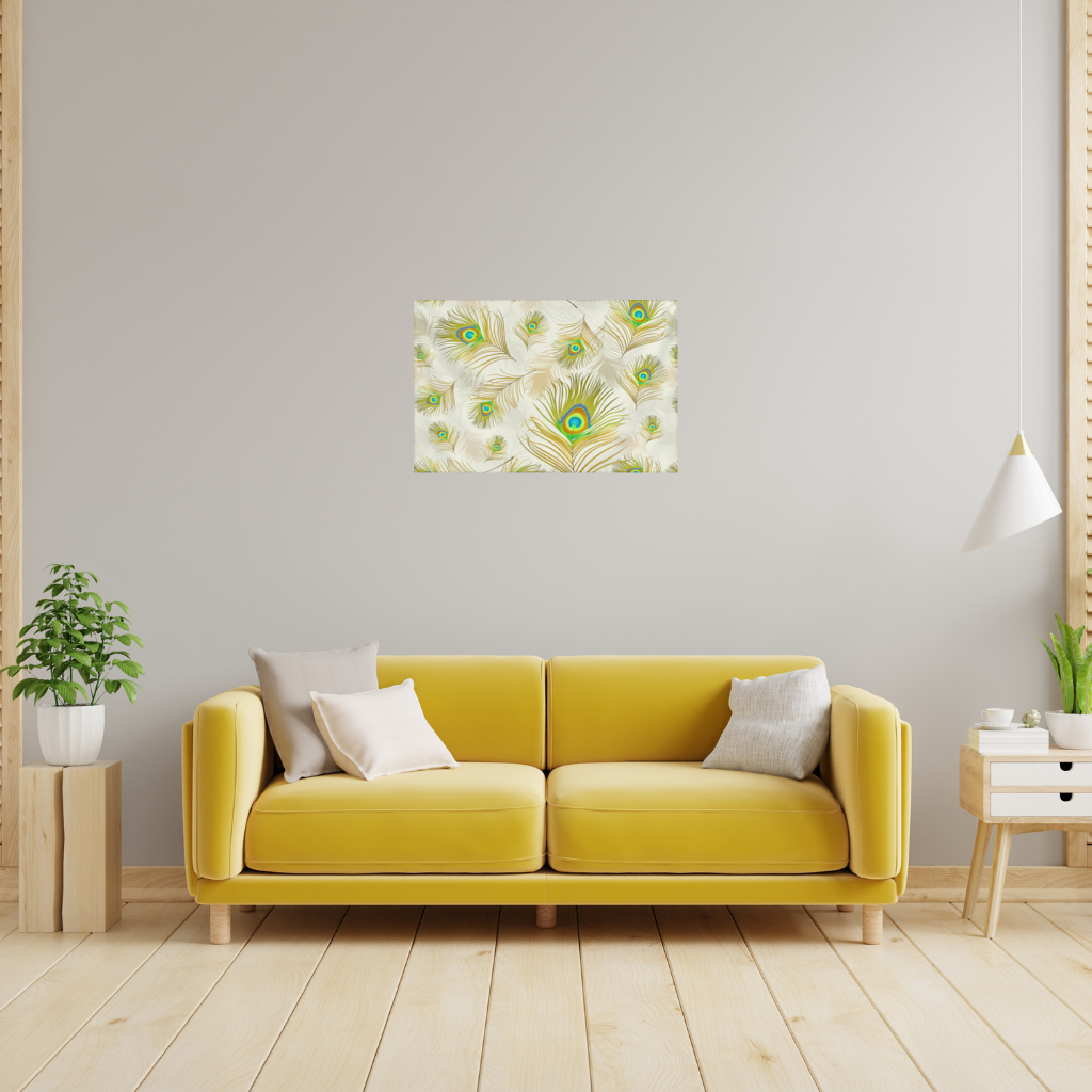 Elegant Peacock Feathers and Exotic Nature Seamless Pattern Wall Tapestry