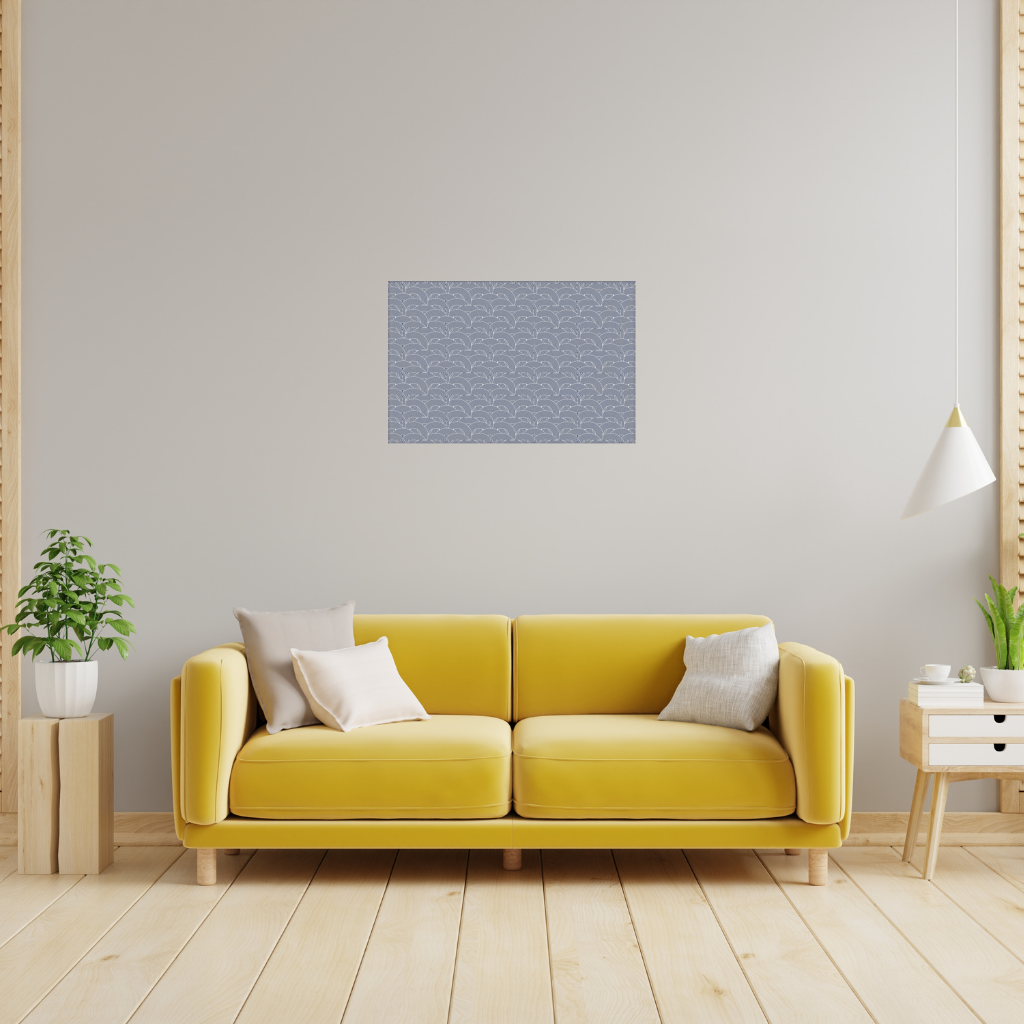 Navy and White Semi Circle Geometric Pattern Wall Tapestry