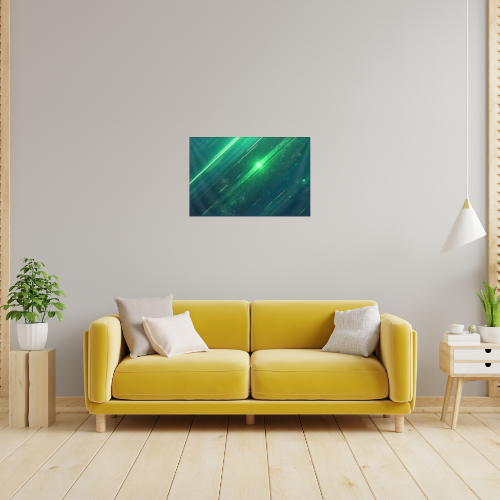 Green bright strips on black background. Wall Tapestry