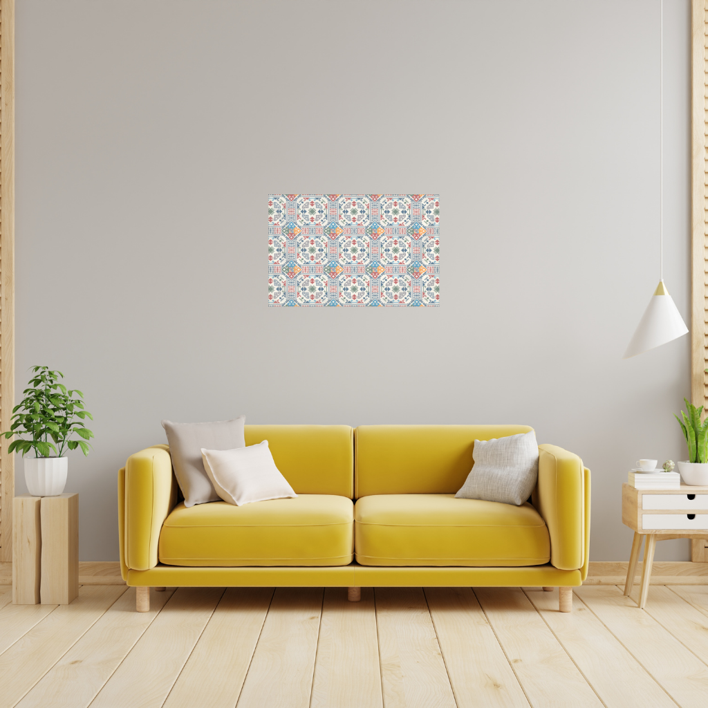 Multicolor Ethnic Geometric Motif Wall Tapestry
