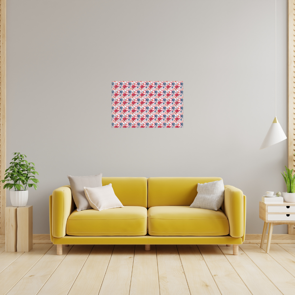 Watercolor Red Navy Floral Wall Tapestry