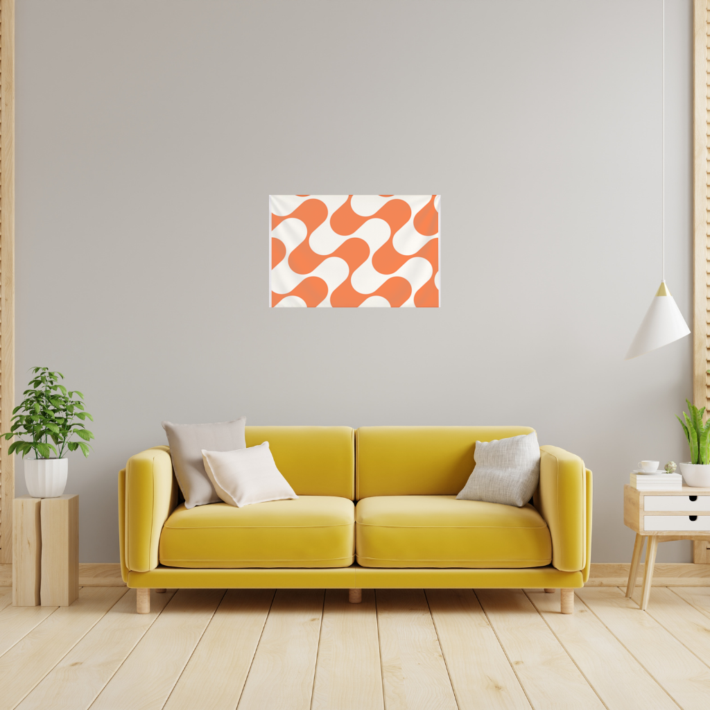 Retro 70s Orange Cream Groovy Curves Wall Tapestry