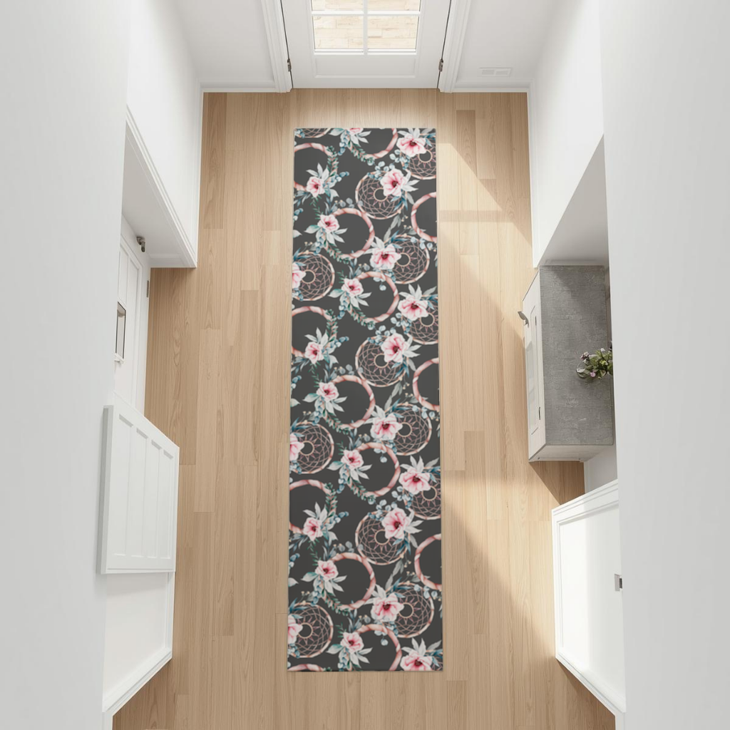 Boho Floral Dreamcatcher Pattern Hallway & Entryway Rug