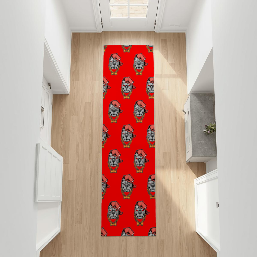 Hip Hop Style Gangster Dog Illustration Hallway & Entryway Rug