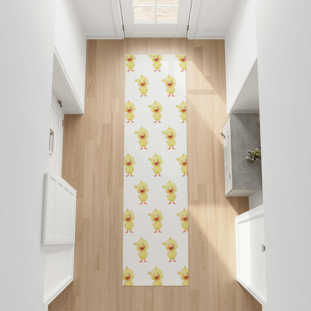 Cheerful Winking Yellow Duck with Star Hallway & Entryway Rug