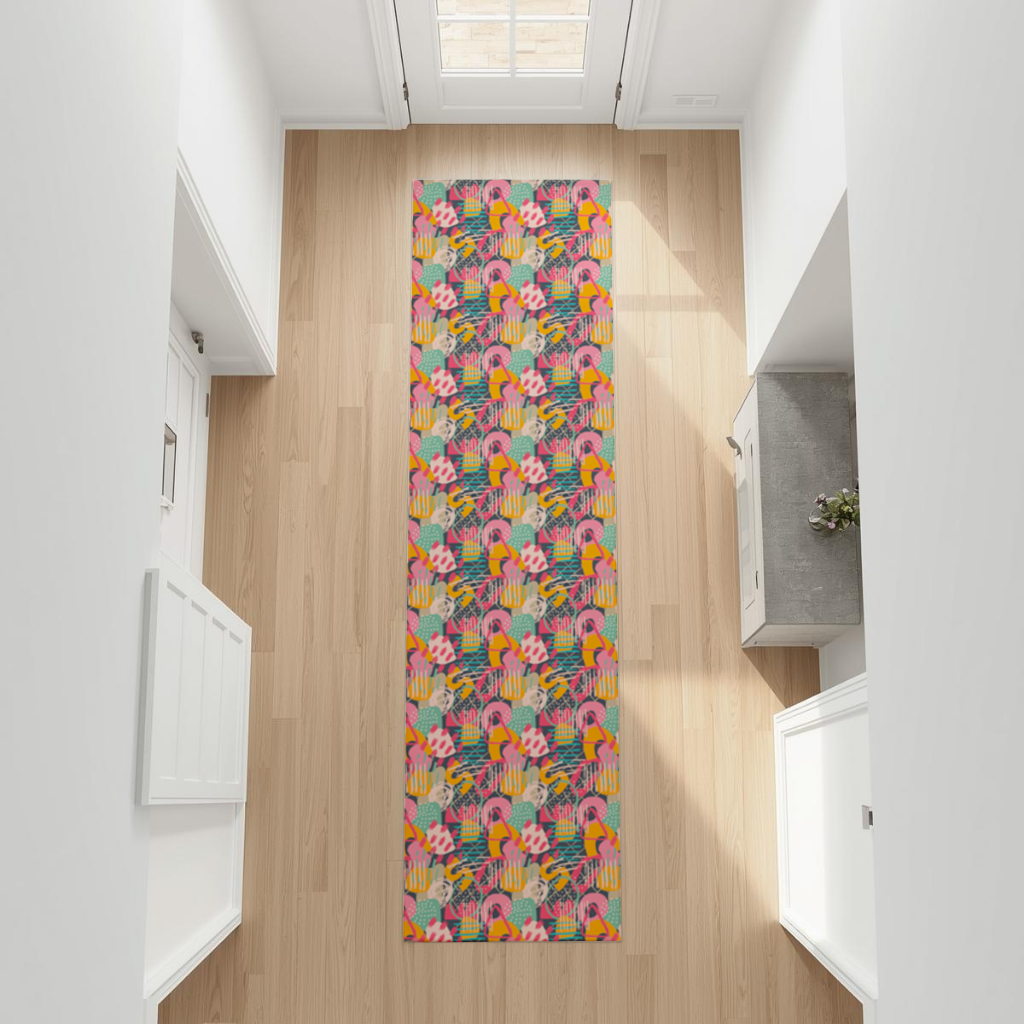 Abstract Geometric Doodle Hallway & Entryway Rug