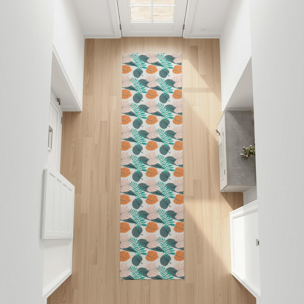 Modern Tropical Leaves Hallway & Entryway Rug