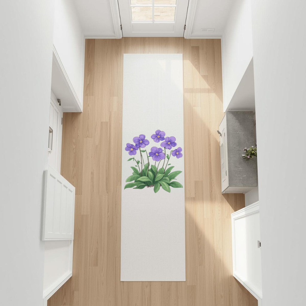 Cottagecore Purple Violets Hallway & Entryway Rug