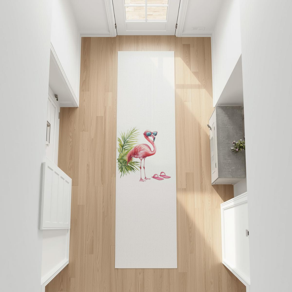 Pink Flamingo with Sunglasses Hallway & Entryway Rug