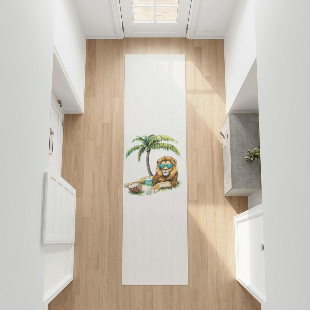 Summer Vibe Lion Under Palm Tree Hallway & Entryway Rug
