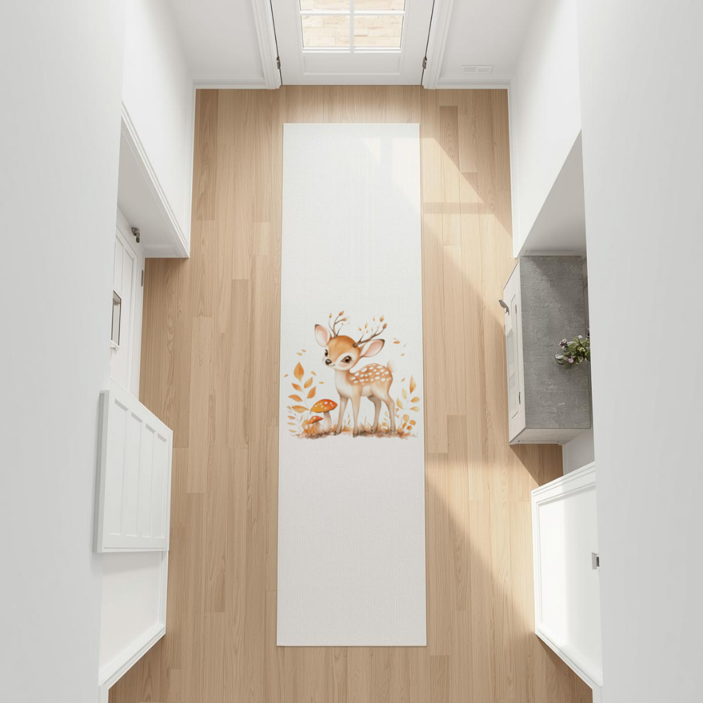Whimsical Autumn Woodland Fawn Hallway & Entryway Rug