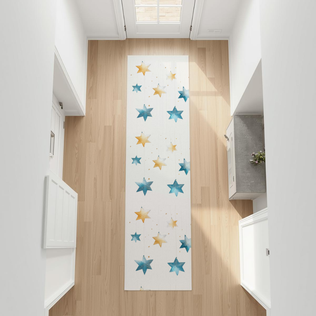 Watercolor Hanging Stars Hallway & Entryway Rug