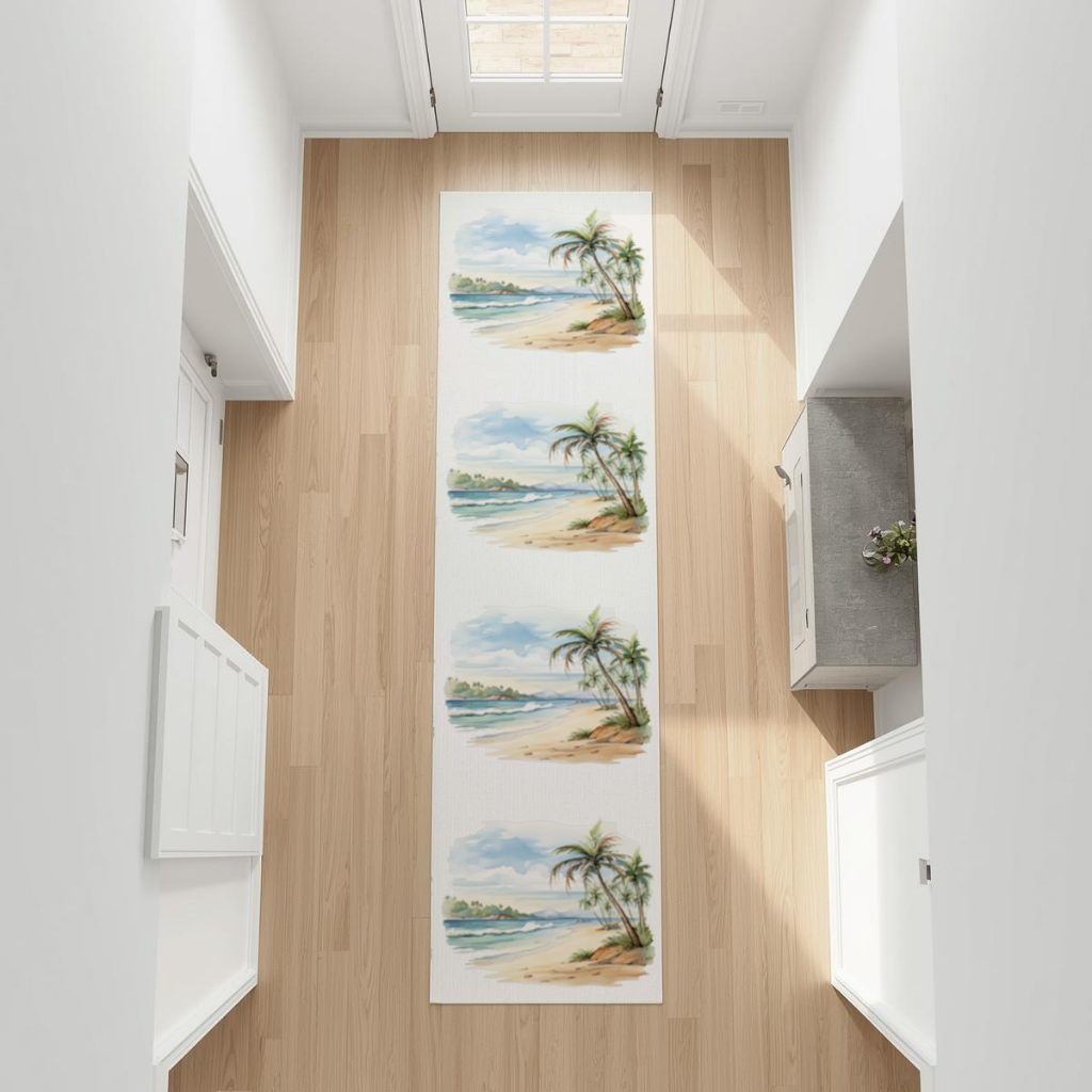 Tropical Palm Tree Beach Hallway & Entryway Rug