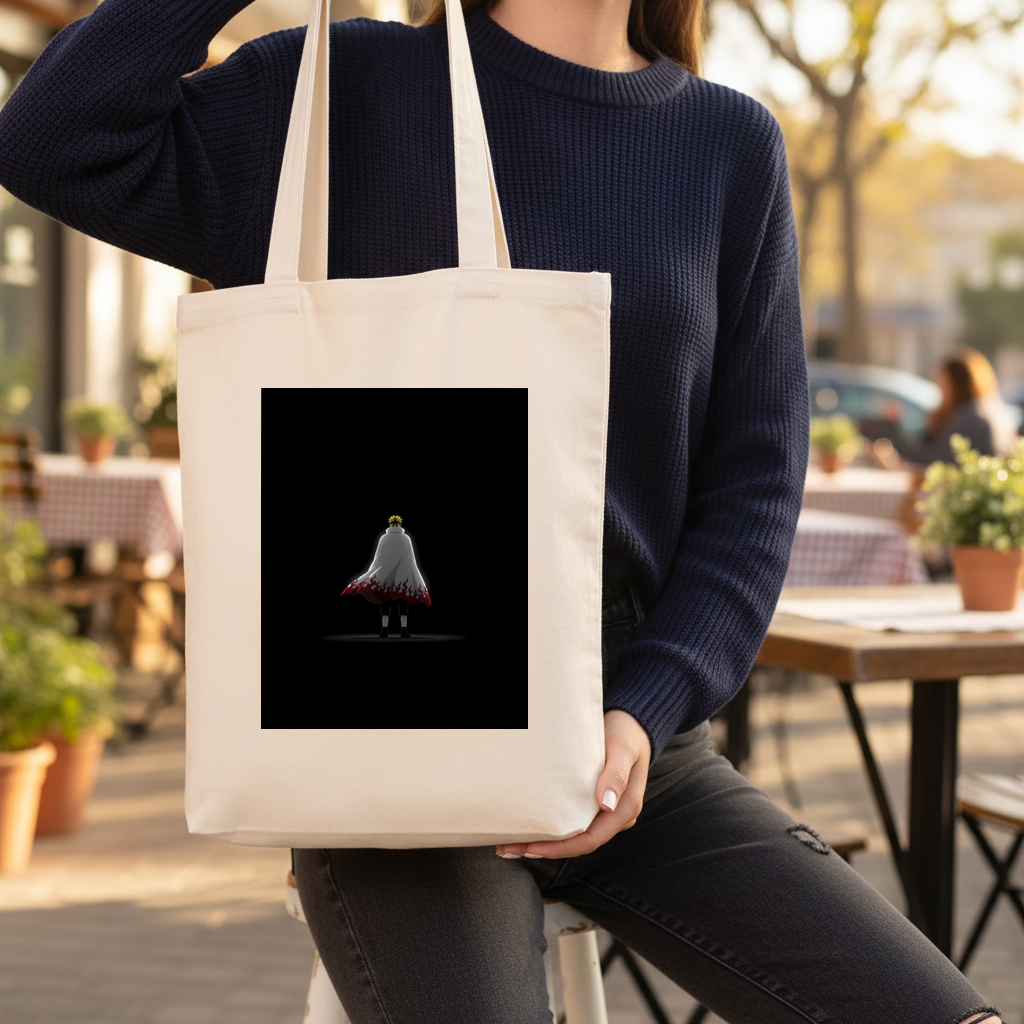 Power from Darkness Naruto Uzumaki Hokage Silhouette Gusseted Canvas Tote Bag