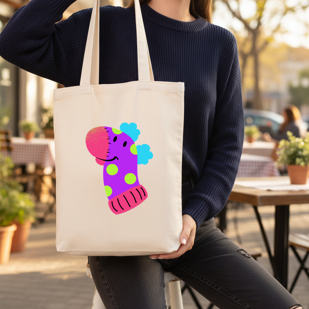 Sevimli Renkli Dinozor Çizimi Körüklü Canvas Çanta