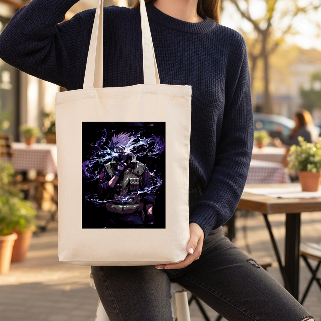 Kakashi Hatake The Surge of Purple Lightning Gusseted Canvas Tote Bag