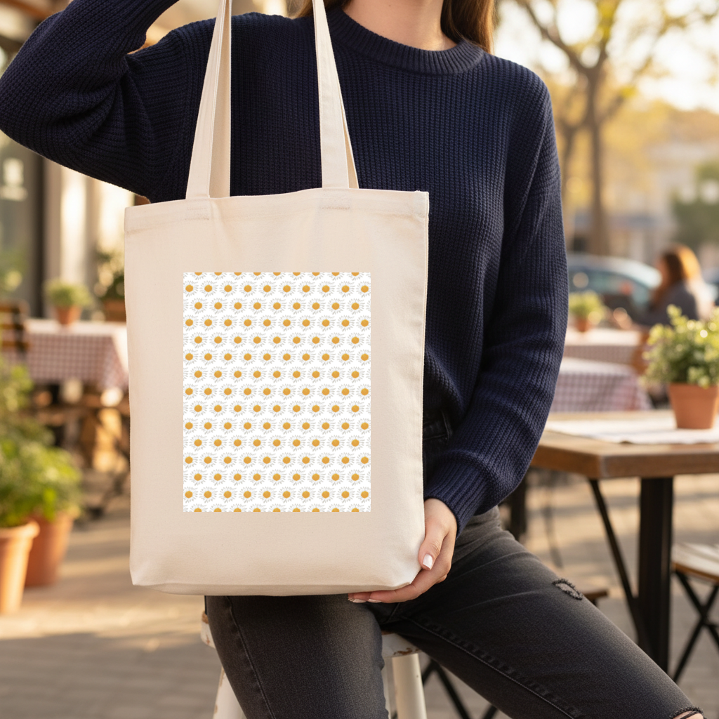 daisy Gusseted Canvas Tote Bag