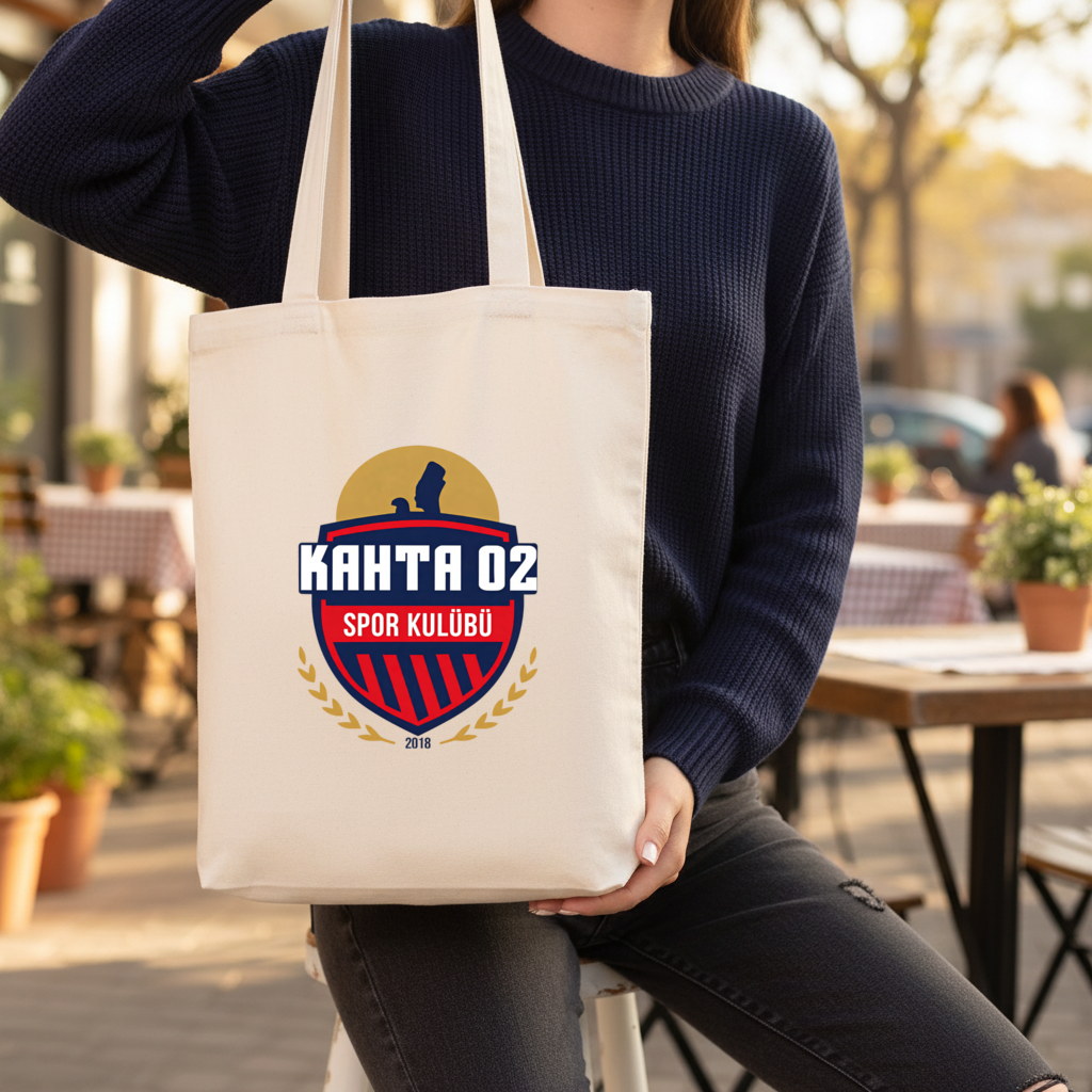 Kahta 02 Spor Kulübü Crest Gusseted Canvas Tote Bag