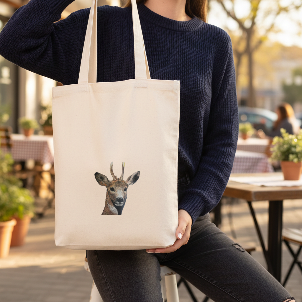 Deer colored pencil sketch Gusseted Canvas Tote Bag