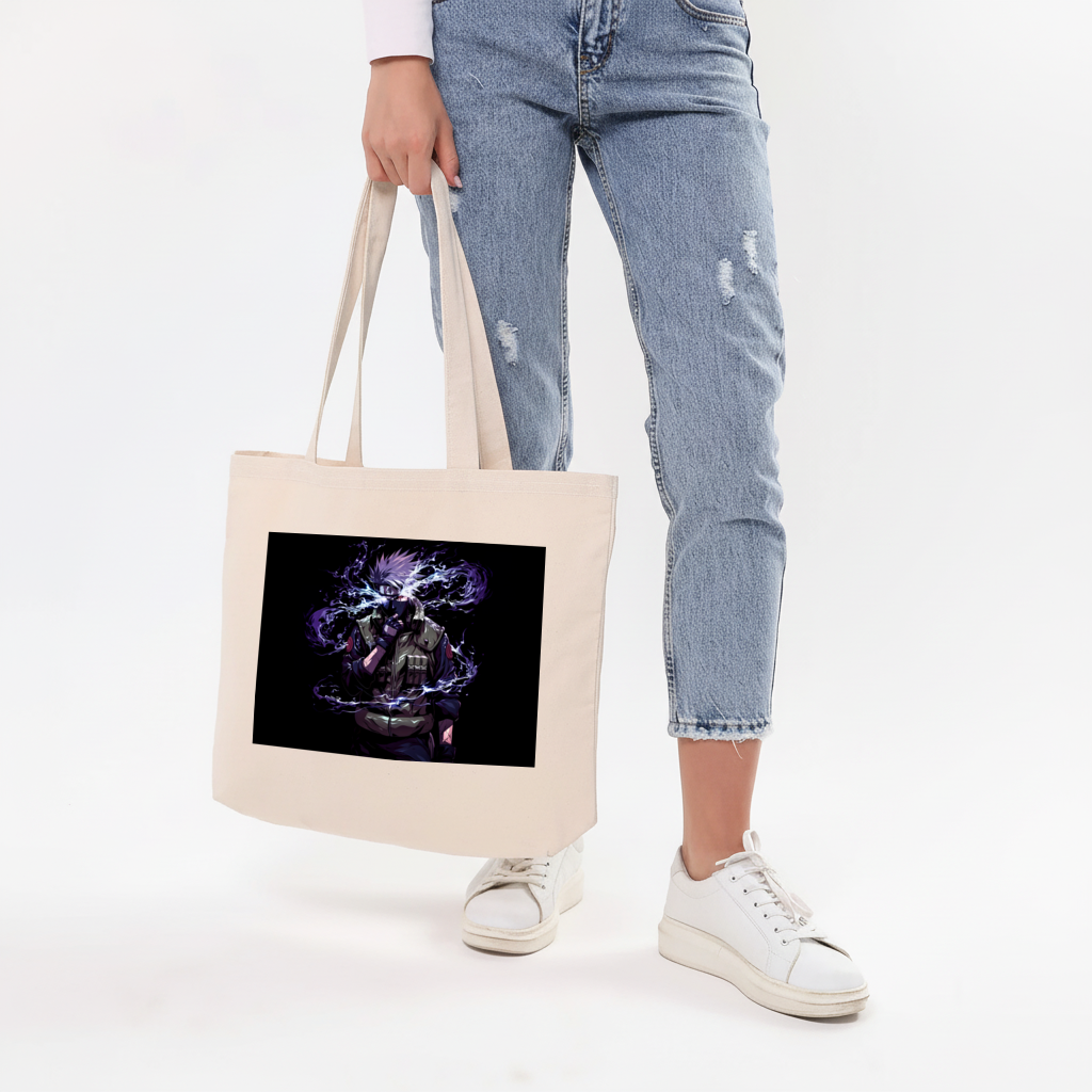 Kakashi Hatake The Surge of Purple Lightning Horizontal Canvas Tote Bag