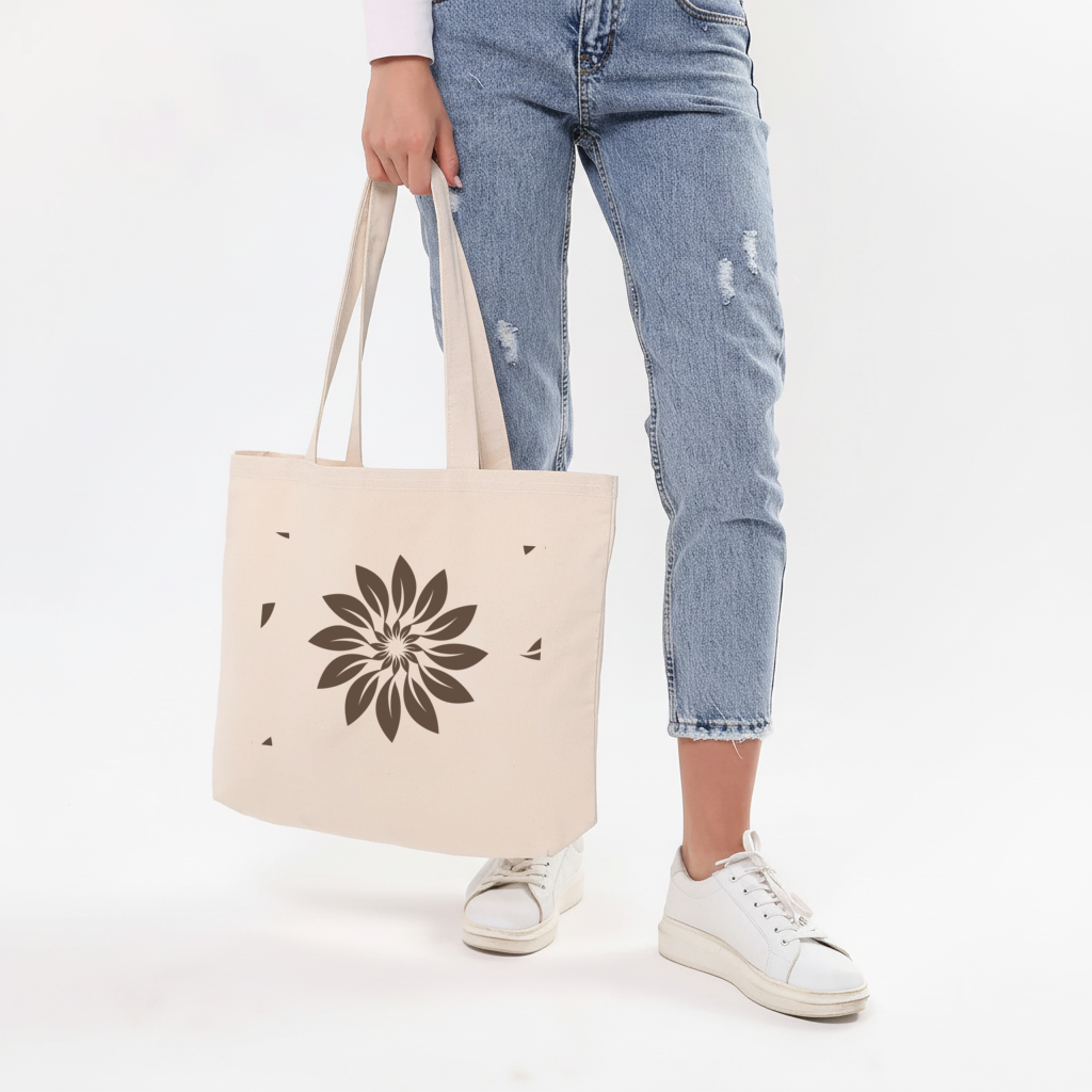 Minimalist Modern Brown Floral Pattern Horizontal Canvas Tote Bag