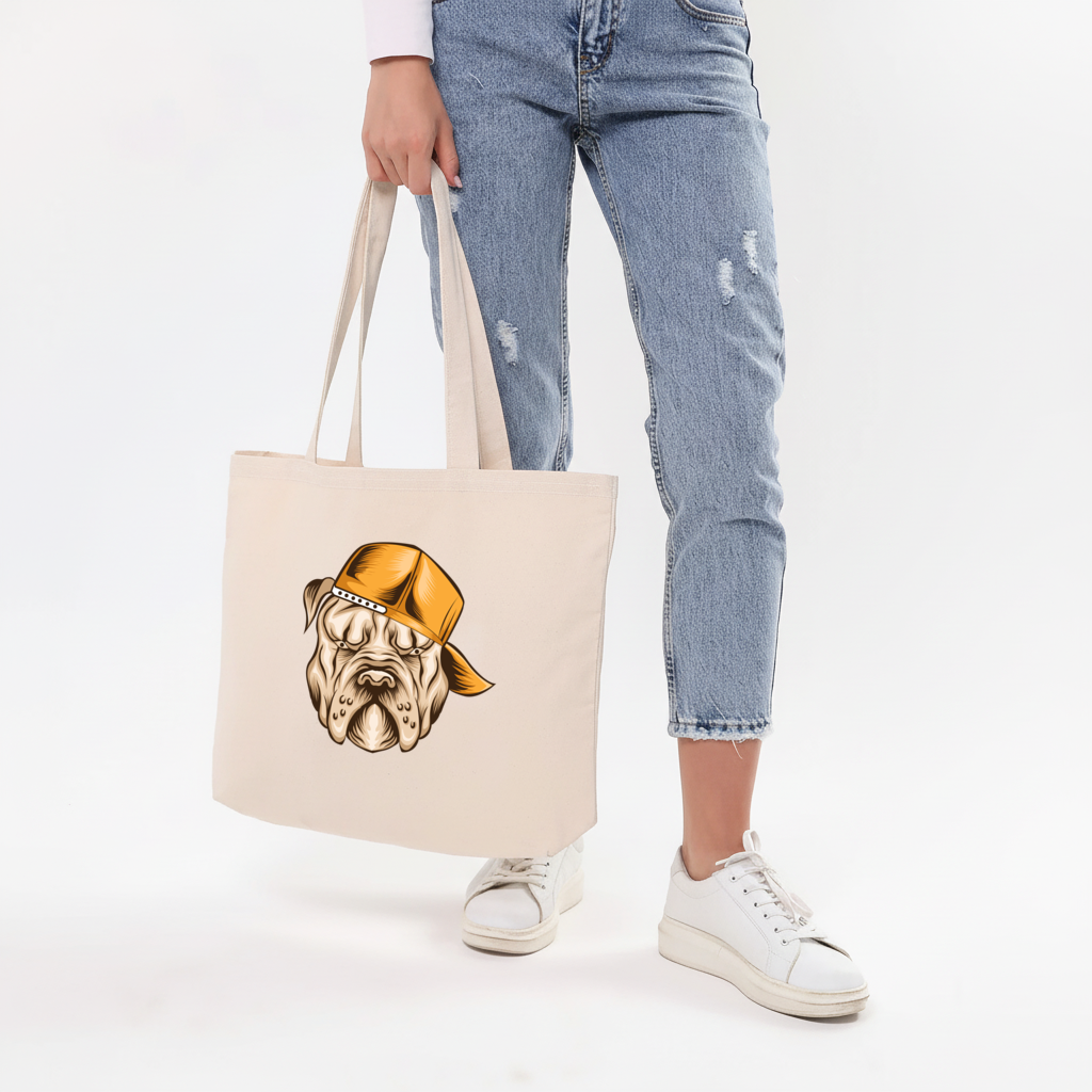 Angry Bulldog Snapback Horizontal Canvas Tote Bag