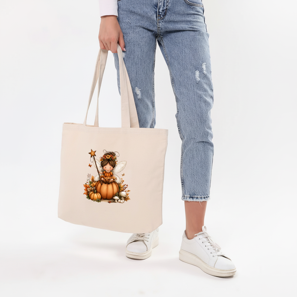 Sonbahar Balkabağı Perisi Yatay Canvas Çanta