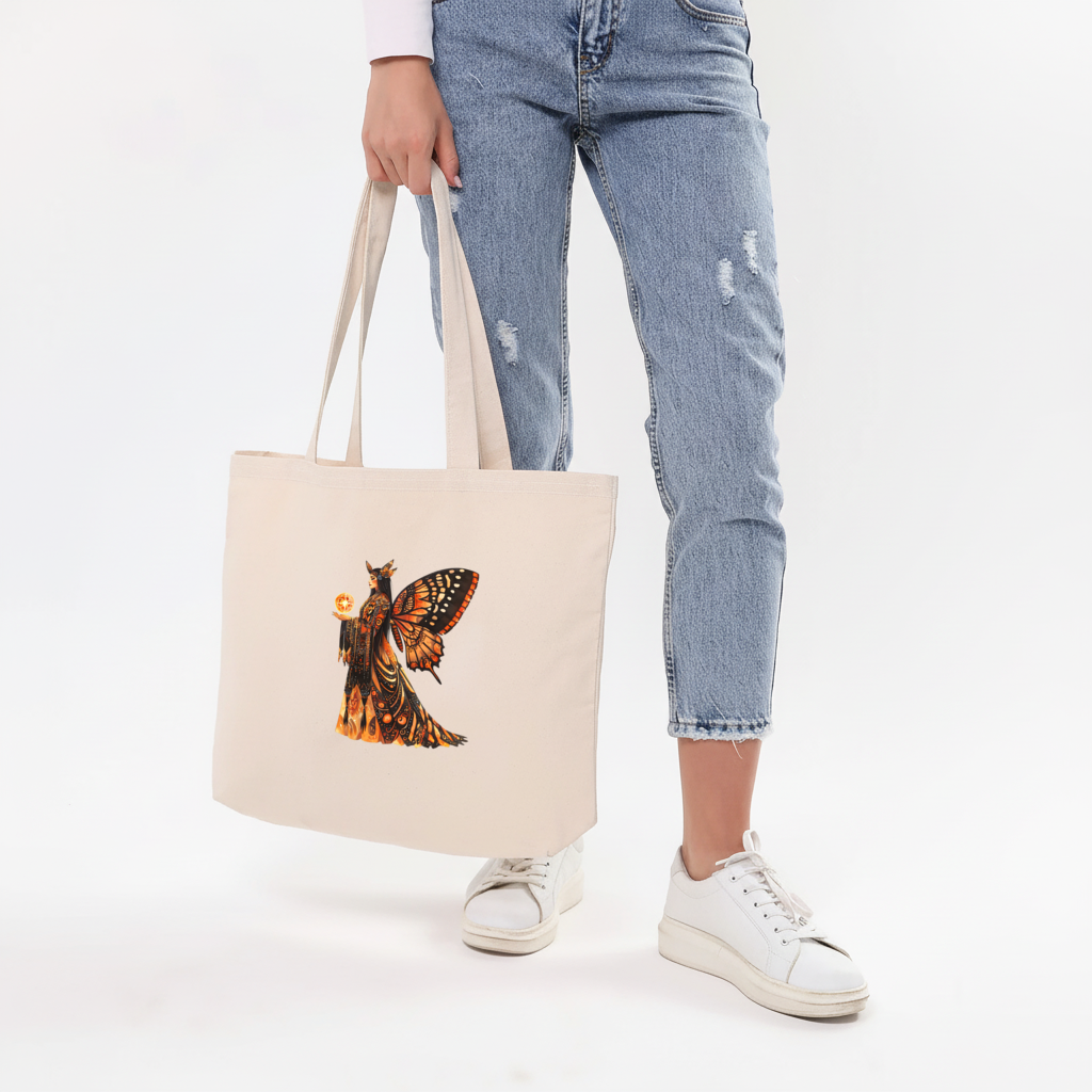 Monarch Butterfly Winged Goddess Horizontal Canvas Tote Bag