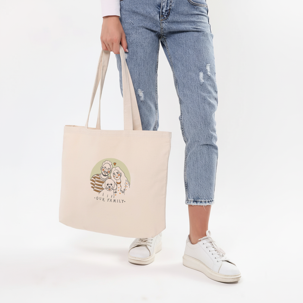 Our Family Horizontal Canvas Tote Bag