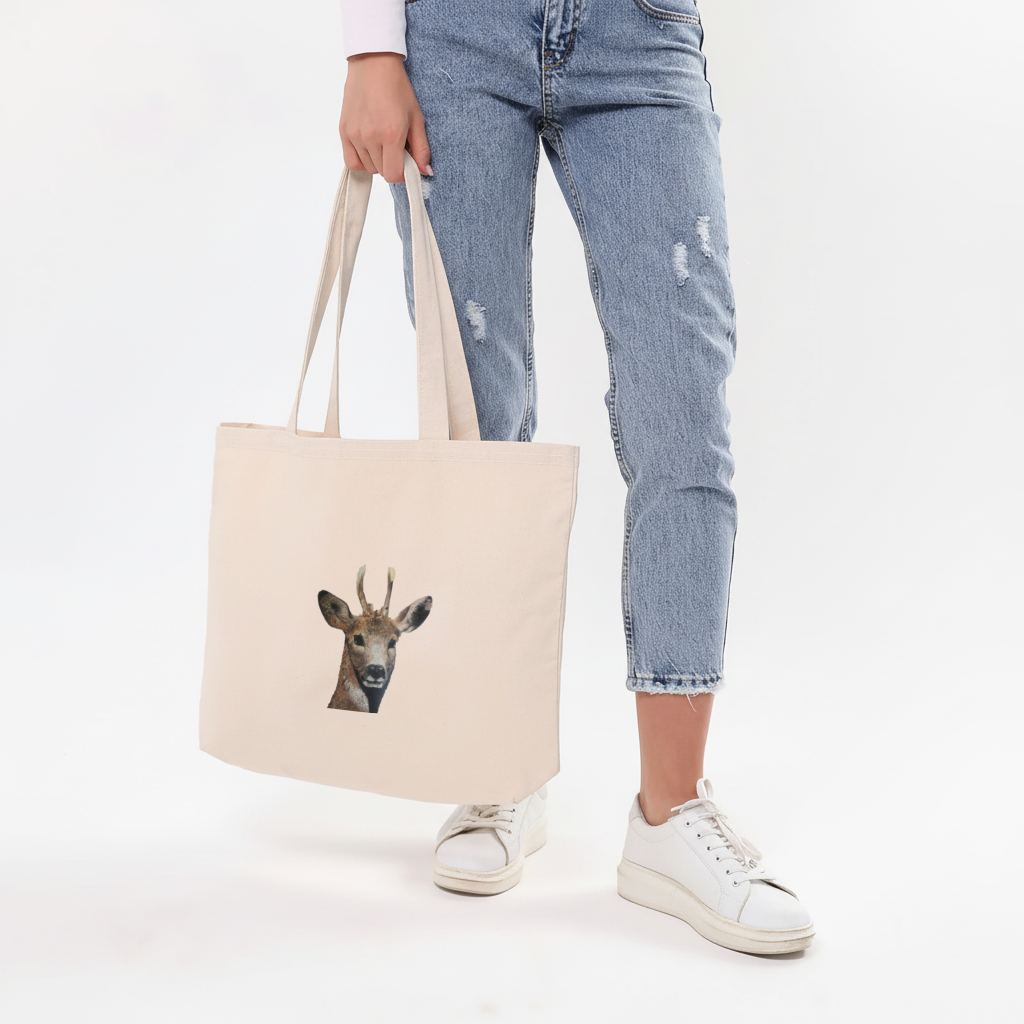 Deer colored pencil sketch Horizontal Canvas Tote Bag