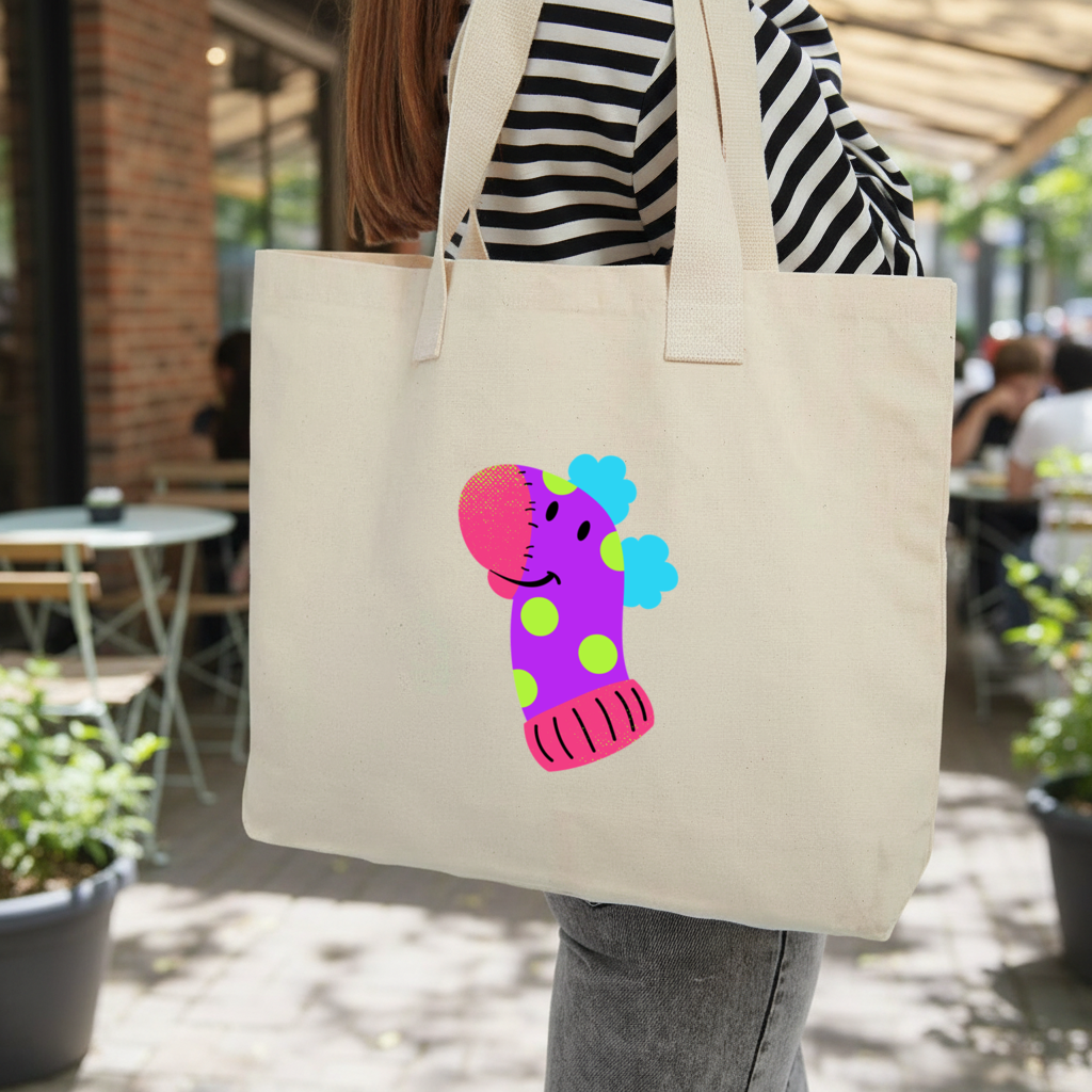 Cute Colorful Dinosaur Illustration Inner Pocket Tote with Webbing Handle